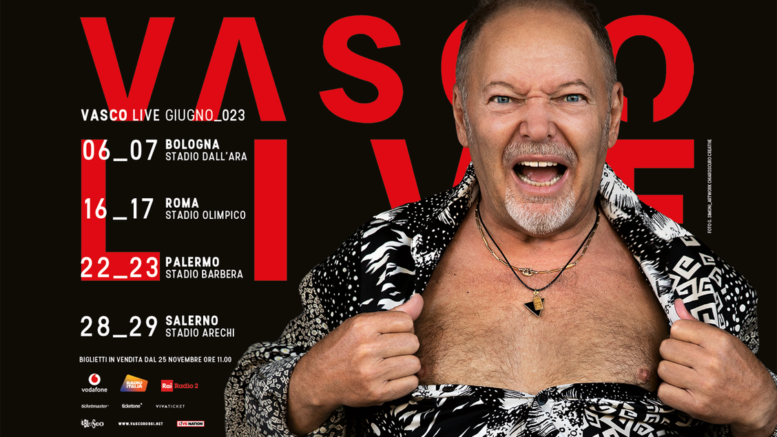 VASCO LIVE IL TOUR 2023: A GIUGNO SI TORNA NEGLI STADI!! DOPPIE DATE A BOLOGNA, ROMA, PALERMO E SALERNO